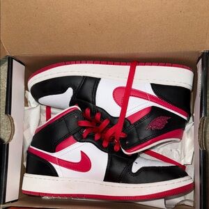 Jordan Kids Black, White, and Red Sneakers